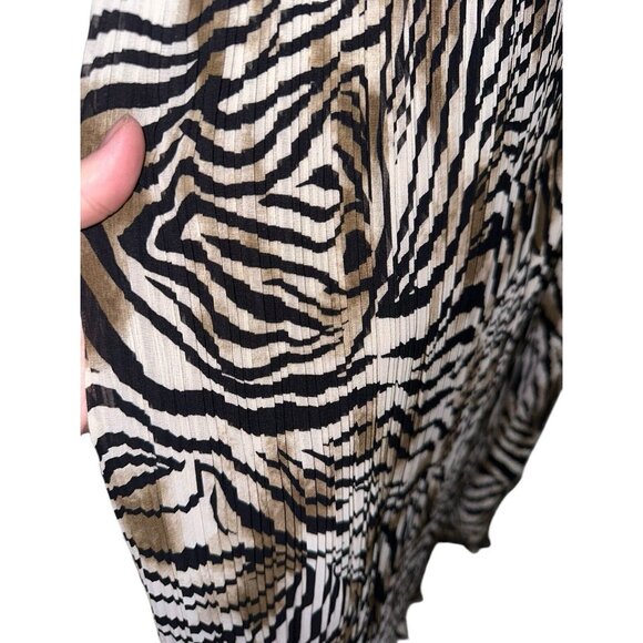 MUSE for Boston Proper One Shoulder Accordion Pleated Animal Dress Sz 14 - Picture 3 of 7